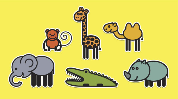 可爱的动物设置-插图图片下载