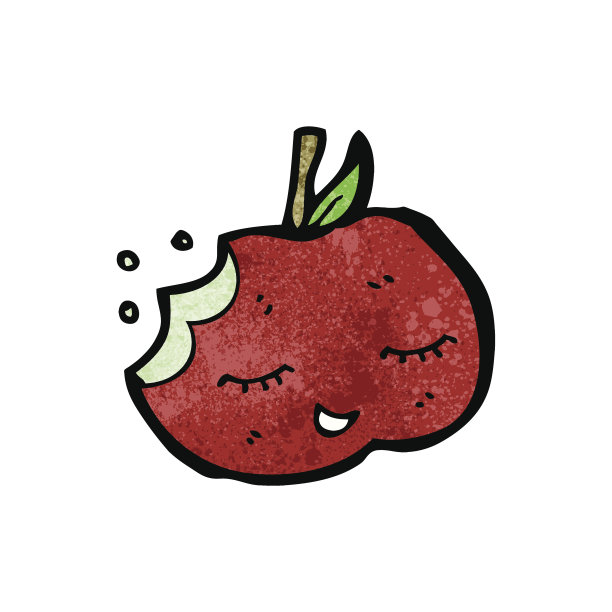 咬苹果的卡通图片下载