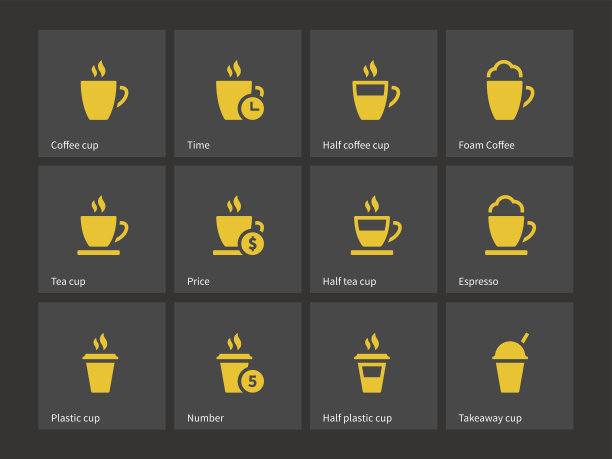 茶杯和咖啡杯图标。图片下载