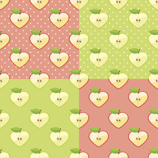 苹果心无缝模式与圆点背景图片下载