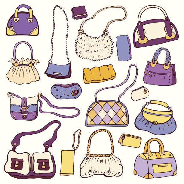 女人的手袋。手绘矢量集图片下载