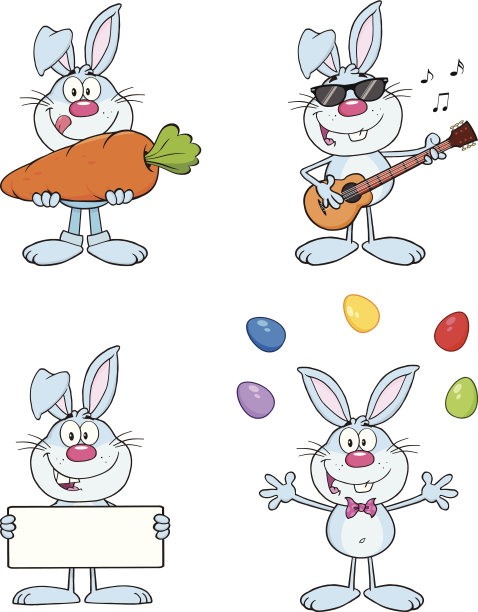 蓝色微笑兔子- 1图片下载