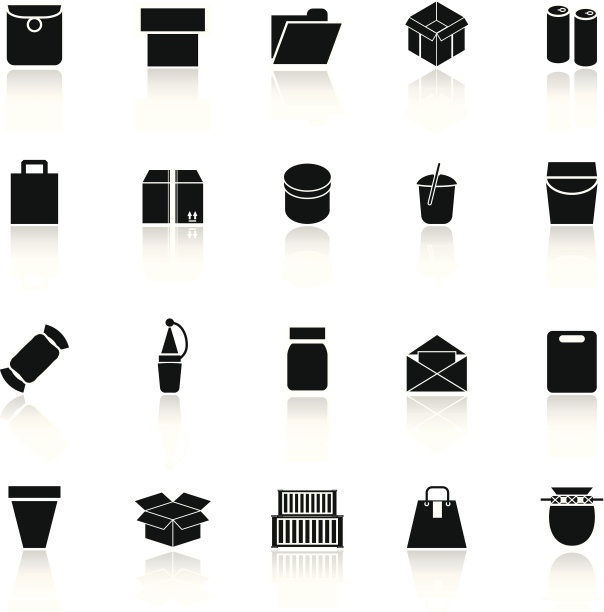 在白色背景上反射的包图标图片下载