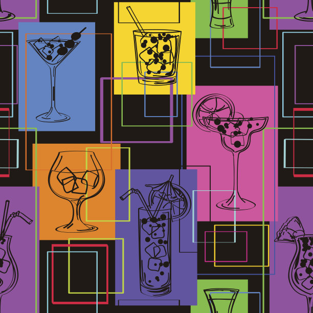 鸡尾酒的无缝模式图片下载