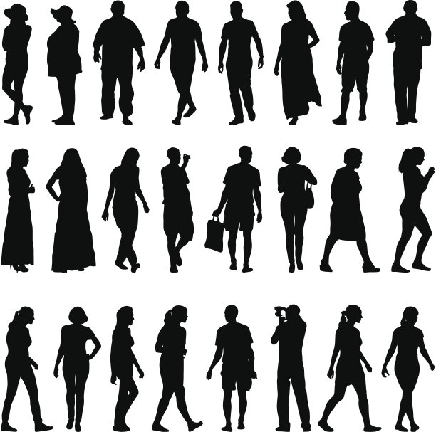 美丽男女的黑色剪影图片下载