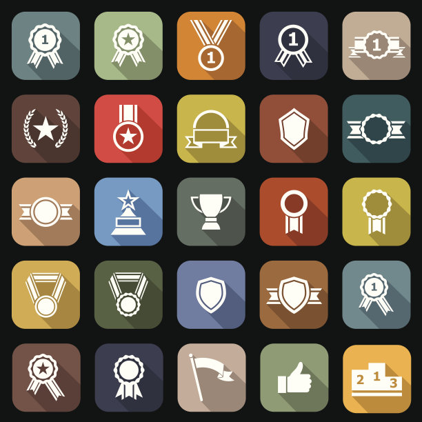 奖励与长阴影的平面图标图片下载