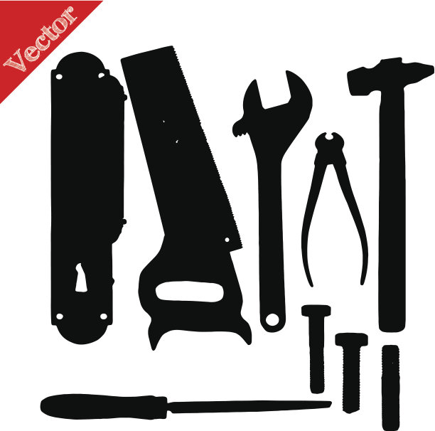 旧剪影工具，孤立在白色图片下载