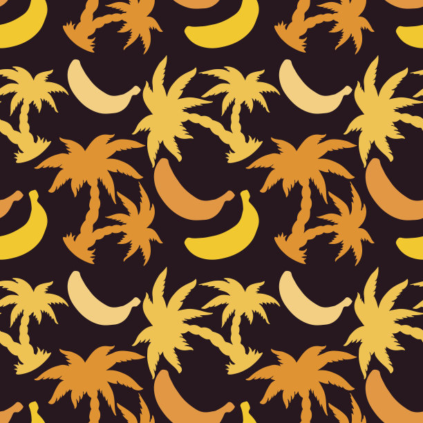 无缝图案与椰子树和香蕉图片下载