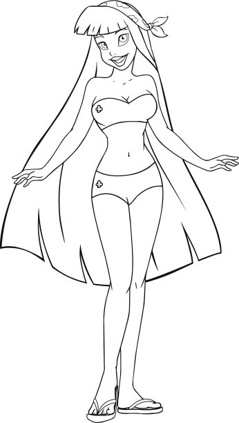 亚洲女人在泳衣着色页图片下载