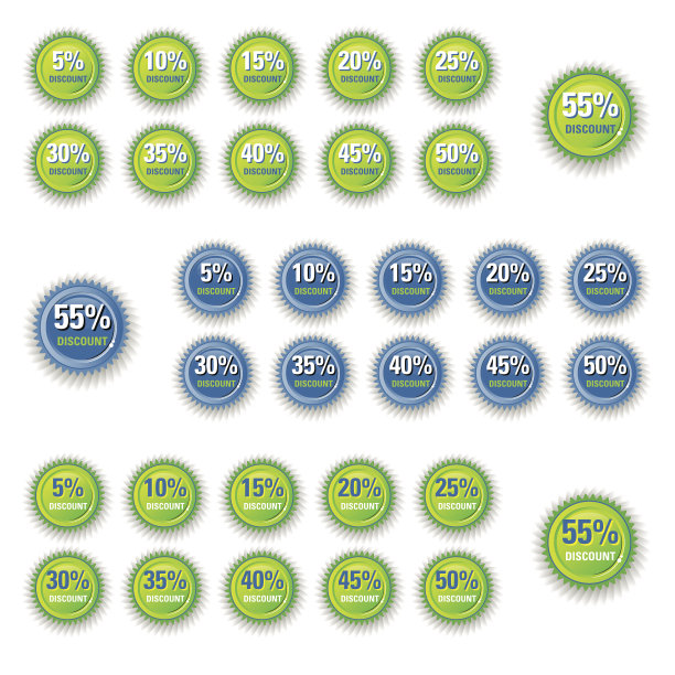 绿色星星折扣圈标签素材图片