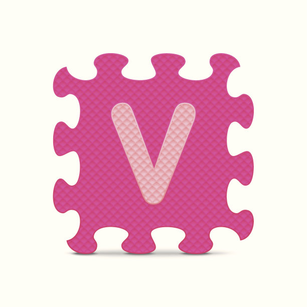 向量字母'V'写的字母拼图图片下载