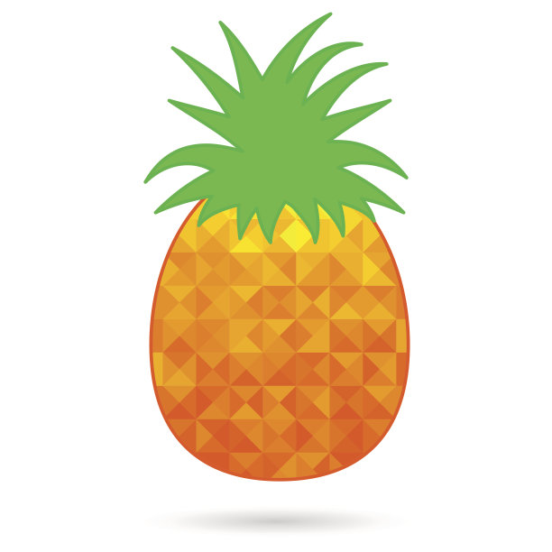 摘菠萝孤立于白色。多边形的设计图片下载