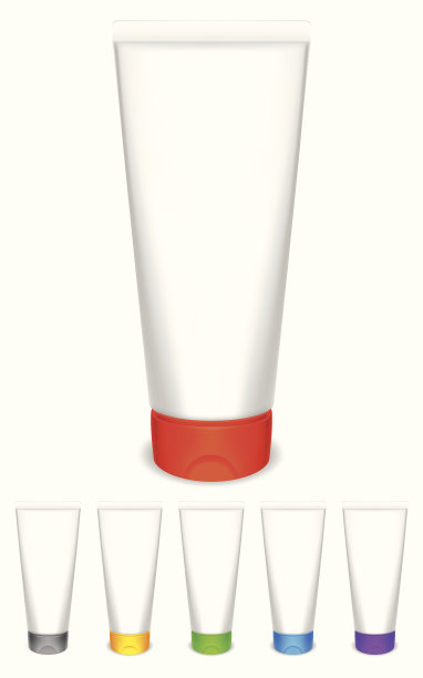 带颜色帽的奶油管。图片下载