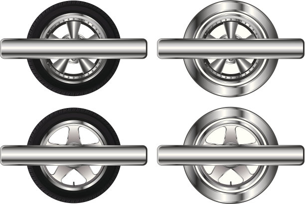 轮胎和合金轮辋设计与旗帜图片下载