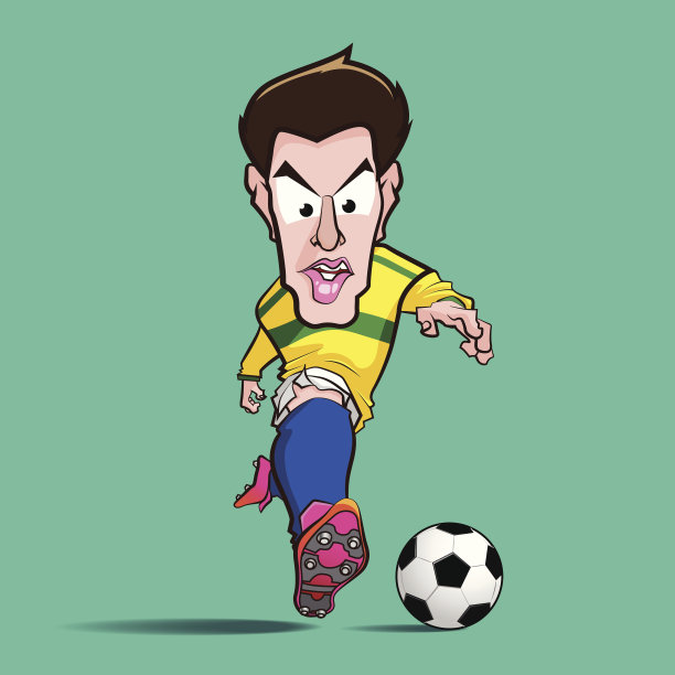 黄色球衣控制足球卡通图片下载