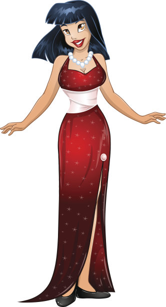 穿着红色晚礼服的亚洲女人图片下载