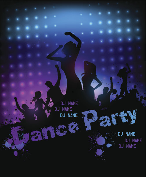 迪斯科派对垃圾海报模板图片下载