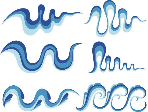 一组波浪符号的设计素材图片