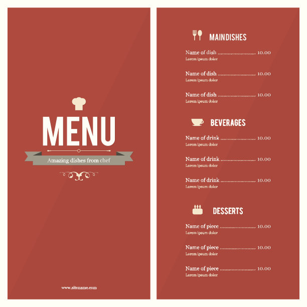 餐厅菜单。平面设计图片下载