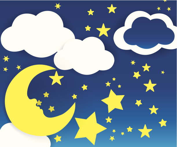 月亮和星星和白云图片下载