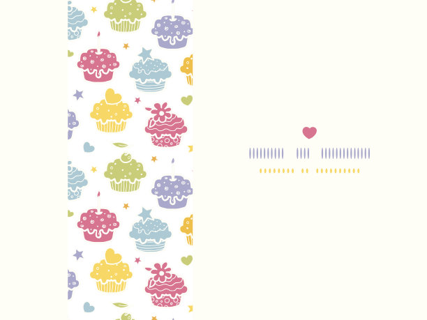 彩色纸杯蛋糕派对横向无缝图案背景图片下载