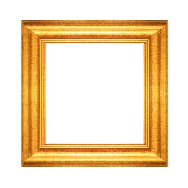 金色复古框架孤立在白色背景图片下载