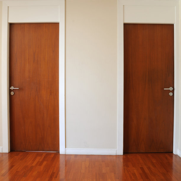 经典设计的双木门。图片下载