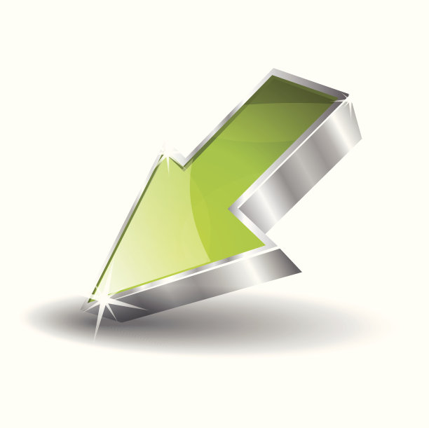 3d光滑的绿色指针矢量图标图片下载