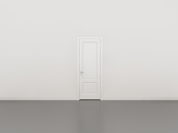 白色墙壁上的门，3d图片下载