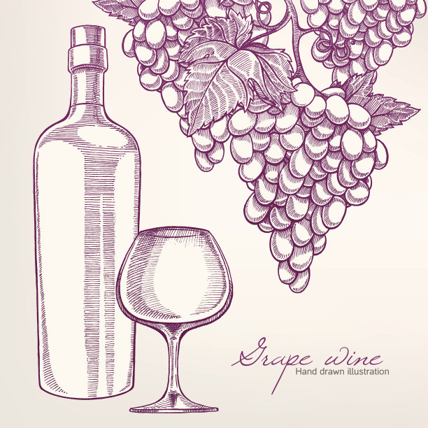 背景酒和葡萄素材图片