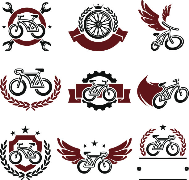 自行车标签和图标集。向量图片下载