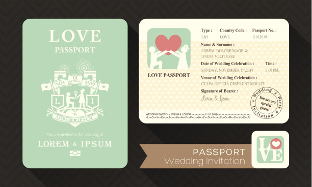 护照的婚礼邀请图片下载