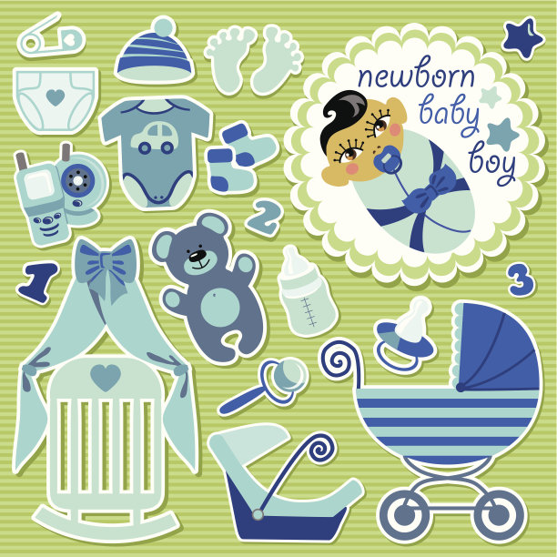 亚洲宝宝的可爱物品。条背景图片下载