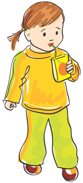 小女孩在喝盒子里的果汁图片下载