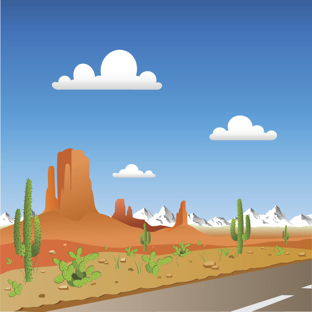 沙漠景观的插图图片下载