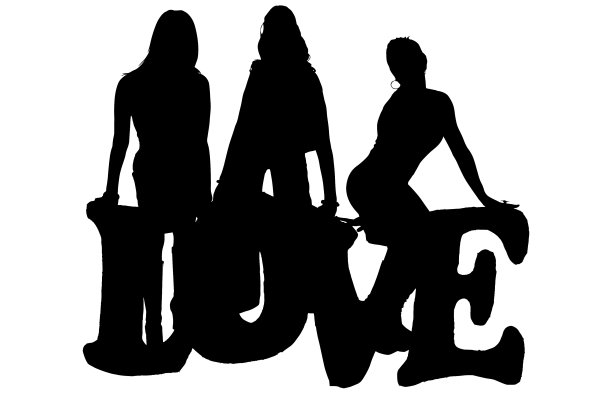 剪影与裁剪的爱的路径图片下载