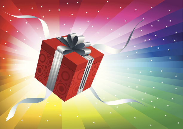 五彩缤纷的空间上的礼盒图片下载