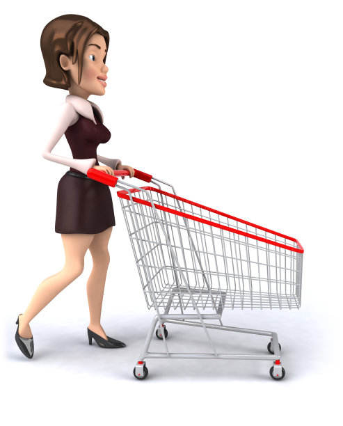 推着购物车的女人图片下载
