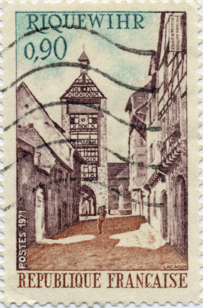 法国小镇邮票图片下载