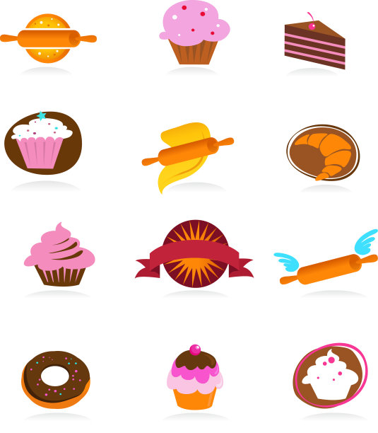 收集糕点和蛋糕图标图片下载
