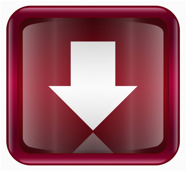 箭头向下图标红色，孤立在白色背景图片下载