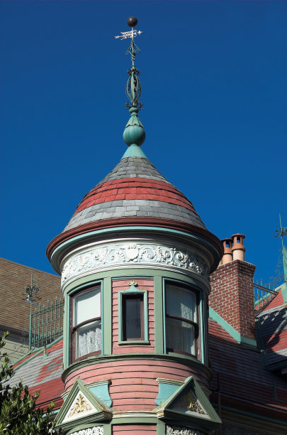 旧金山一幢维多利亚式住宅的细节图片下载