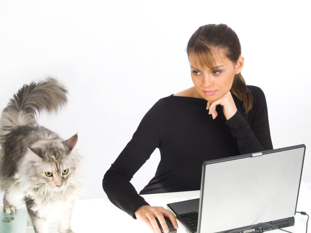 女人与猫图片下载
