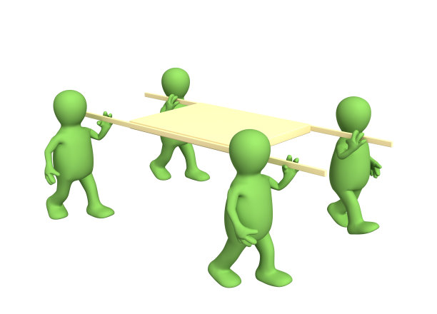 四个3D小人偶抬着担架图片下载