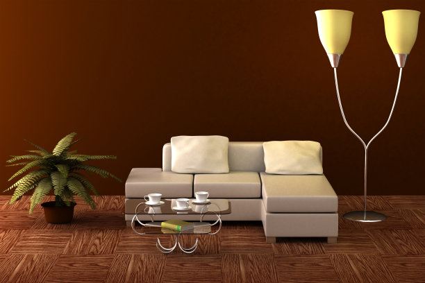 起居室的内部装饰。三维图像图片下载