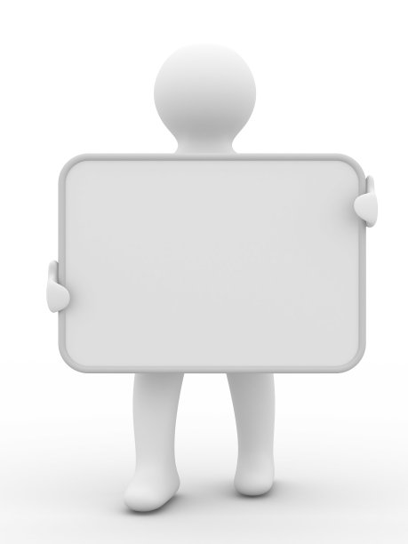 男人拿着海报。三维图像图片下载