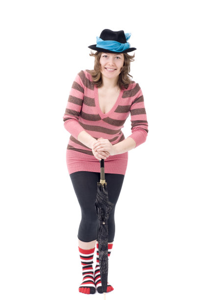 色彩艳丽的女性与伞图片下载