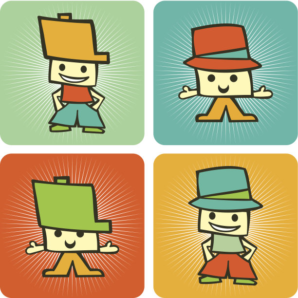 两个有趣的孩子卡通人物图案图片下载