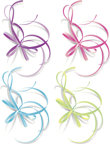 装饰丝带，矢量插图-蓝色，粉色，绿色，紫色图片下载