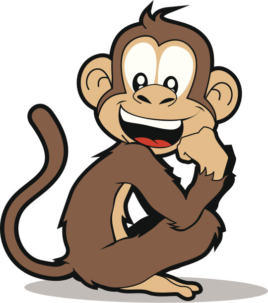 快乐的卡通猴子微笑和摆姿势素材图片